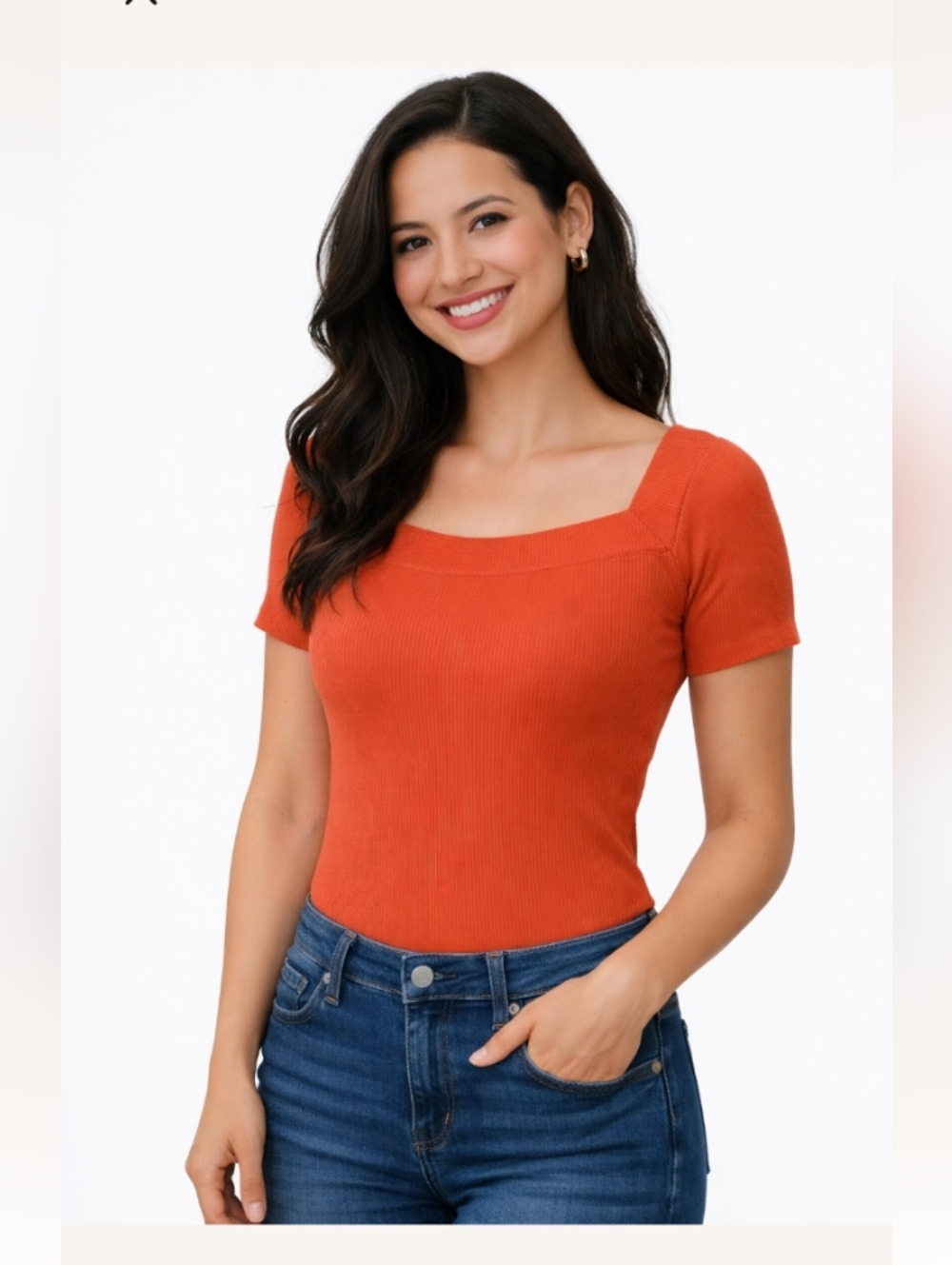 "Banana Republic" Misses (M) Like New! Pretty Orange Ribbed Bodysuit